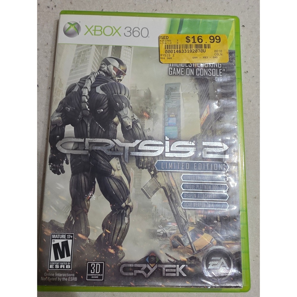 Crysis 2 Limited Edition Xbox 360 EA Crytek Sci-Fi Shooter Video Game CIB